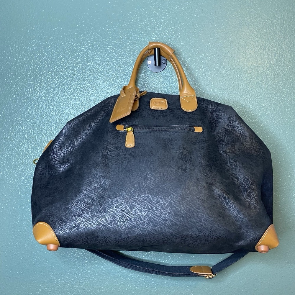 Bric's Italian Travel Bag Weekender Duffel Bag Black Leather 20" Great Condition
